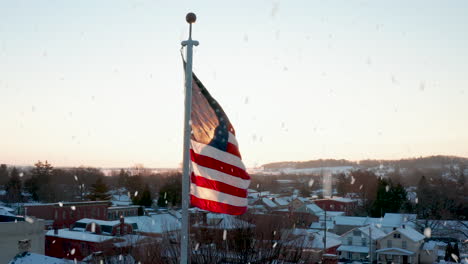 snow falling at dawn, dusk