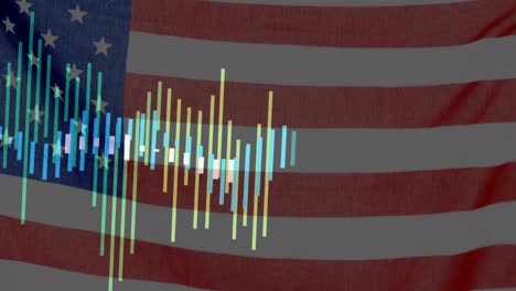 Animation-Der-Datenverarbeitung-über-Der-Flagge-Amerikas