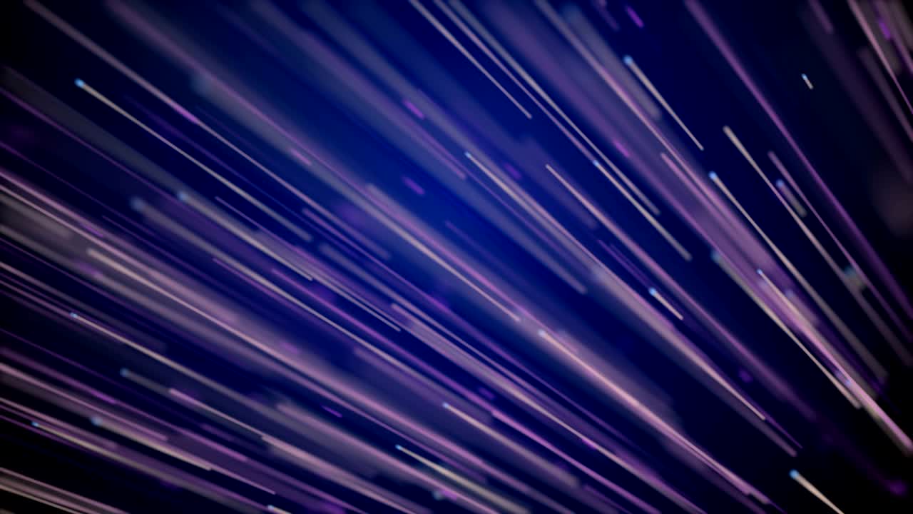 Moving network of lines with long trails in space, effect of drops of the rain, 3d rendering, computer generated