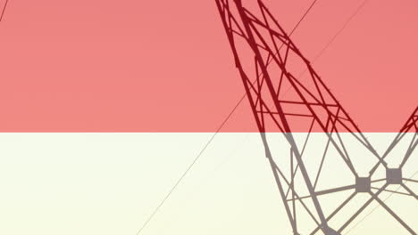 animación de la bandera de indonesia sobre las torres