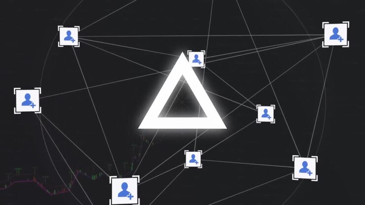 Animation of network of connections over blue background