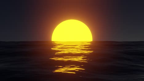 reflection of the sun at sunrise / sunset on the ocean waves. looped video. 3d animation.