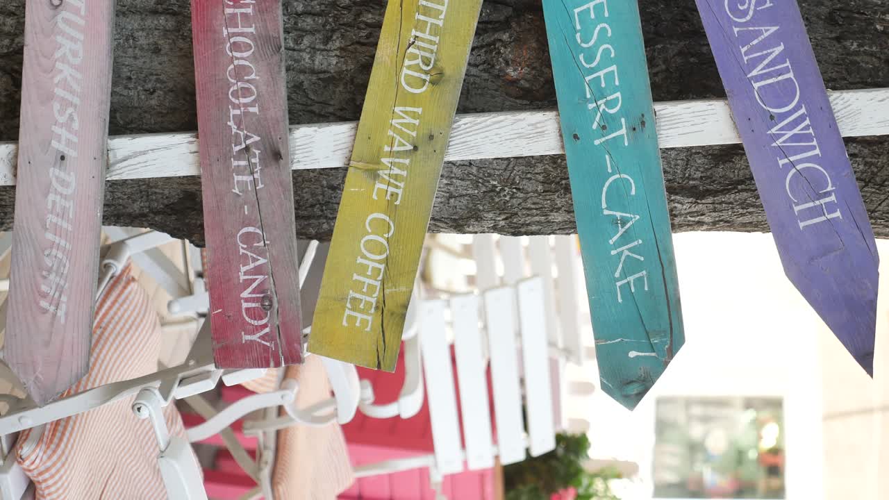 Colorful Wooden Signs for a Cafe