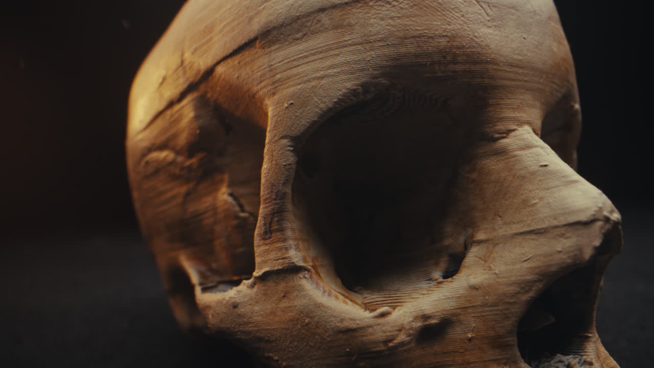 Close-up of a 3D printed skull model