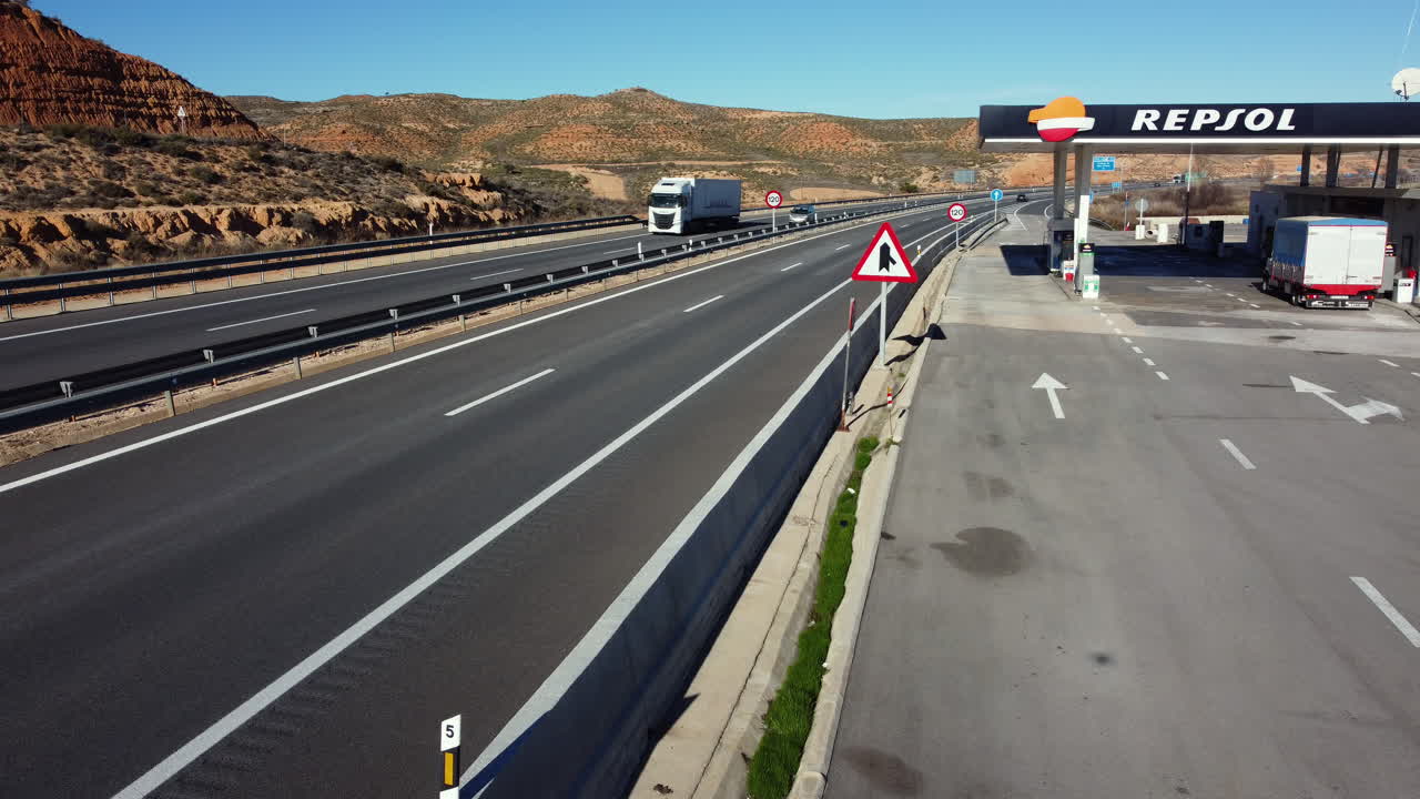 Highway and Gas Station on a Sunny Day