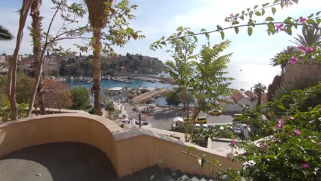 first-person view walking on panoramic terrace of antalya in turkey