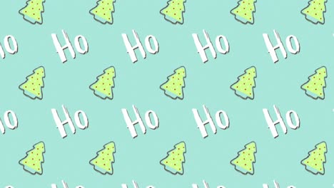 christmas pattern ho text animation over green background