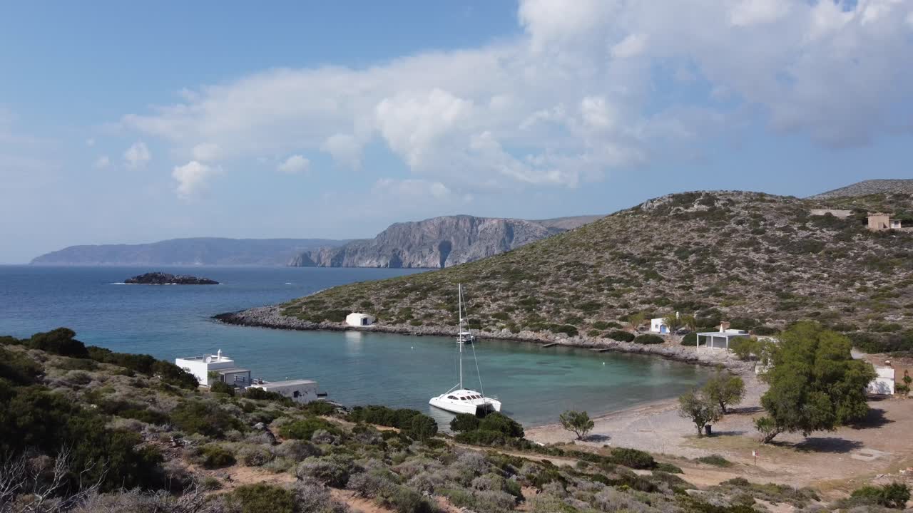 Scenic view of a secluded bay in Crete, Greece