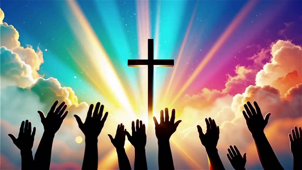 Christian Cross Heavenly Light Worship Background