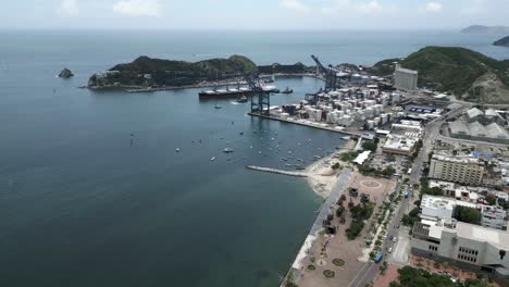 Santa-Marta-Harbor-and-City-Promenade,-Colombia