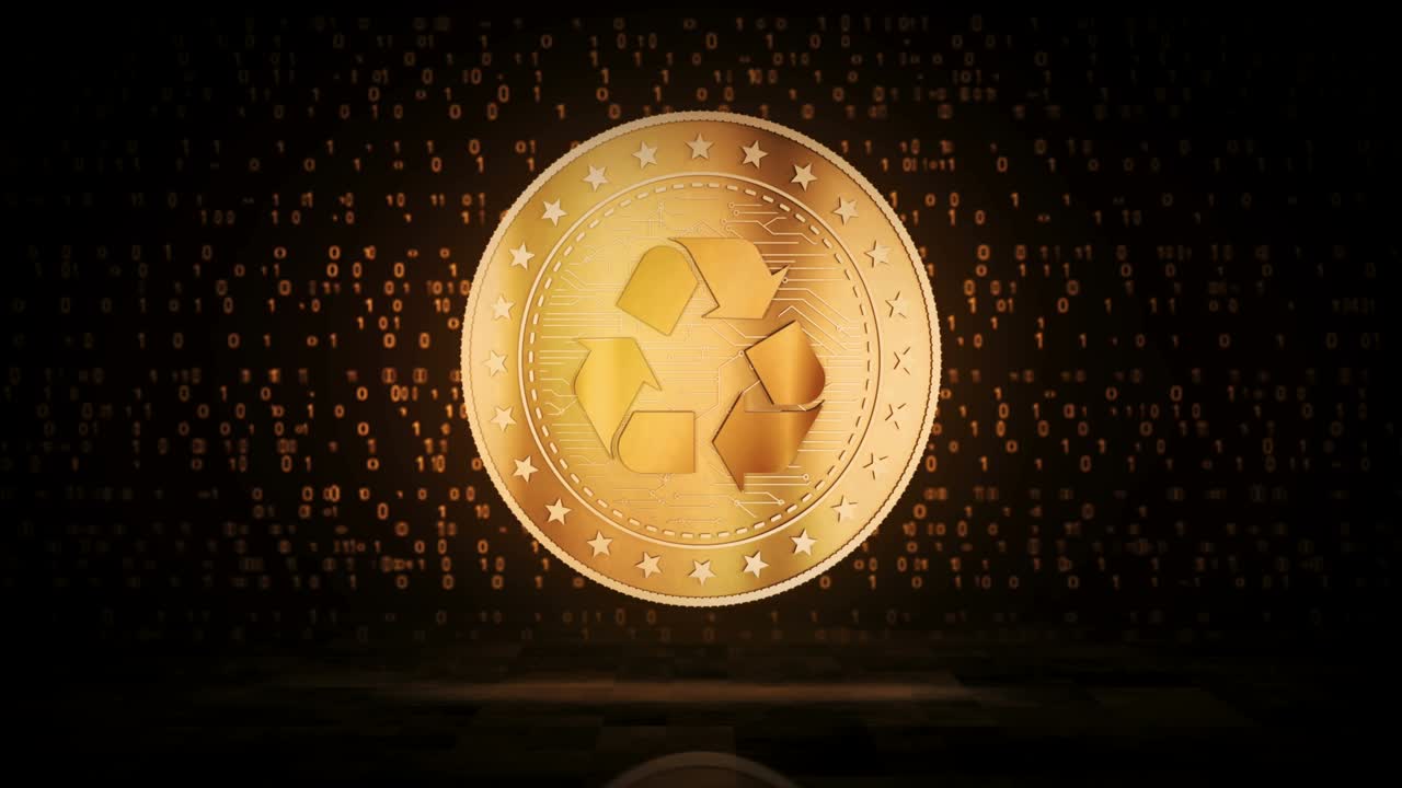 riciclaggio di monete d'oro su sfondo digitale