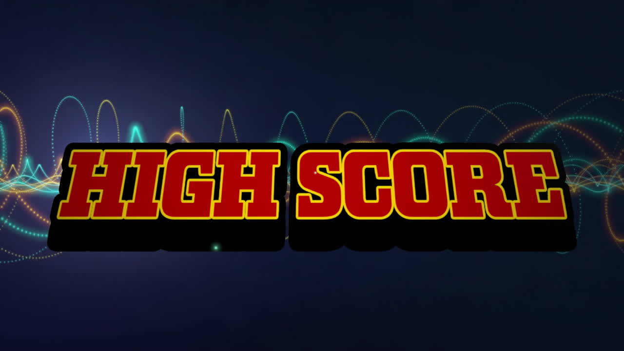 High Score text with colorful wave animation on dark background
