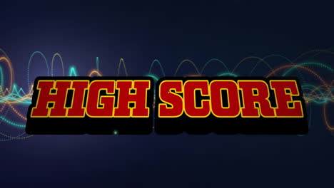high score text with colorful wave animation on dark background