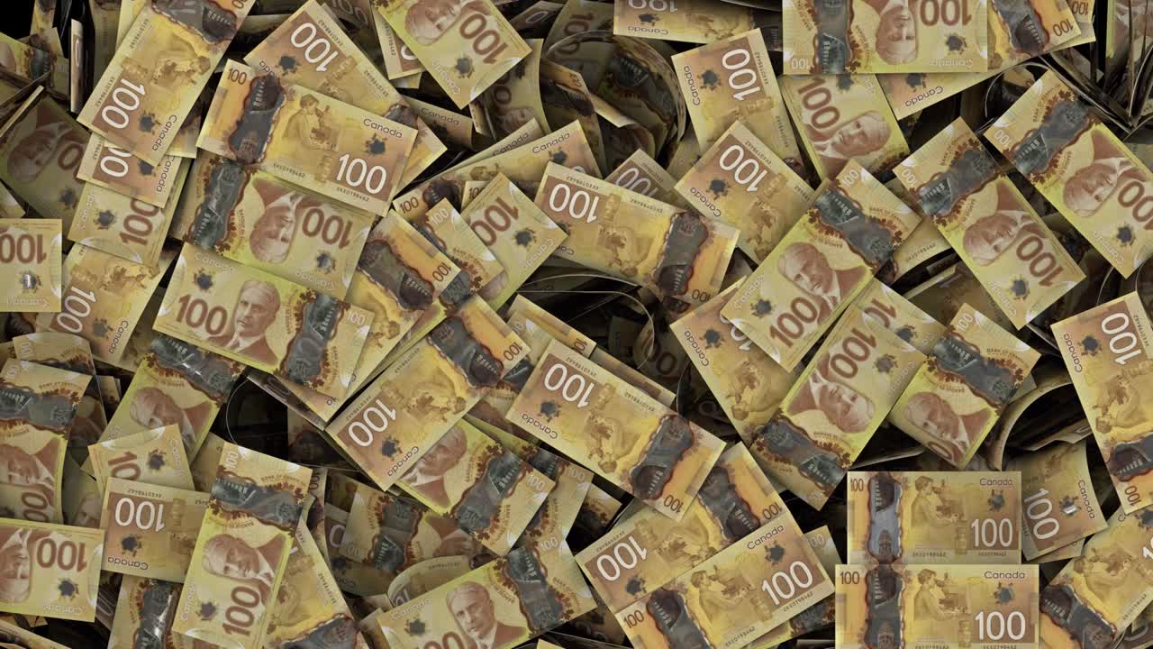 caída de los billetes de dólar canadiense transición de dinero con alfa