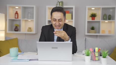 home office worker man doing online shopping.