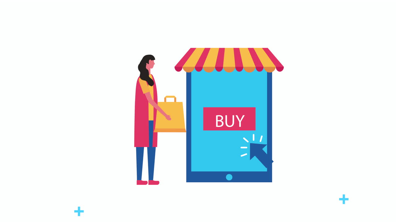 mujer con teléfono inteligente y tecnología de comercio electrónico