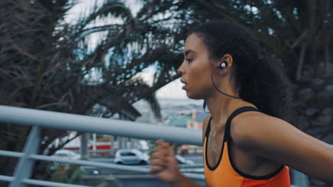 woman running on a bridge