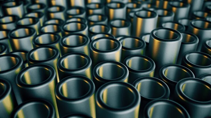 Metal moving pipes. Abstract 4k background