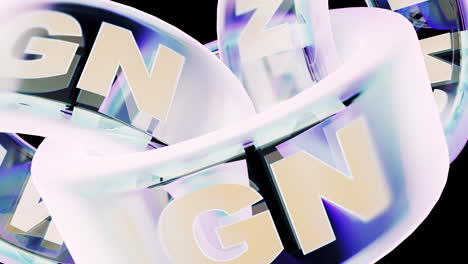 abstract 3d design with letters on and sign