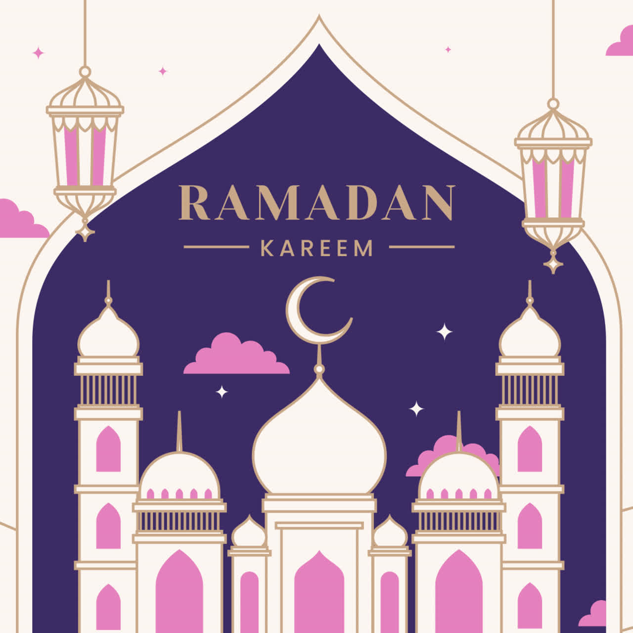 ilustración de ramadan kareem con la mezquita