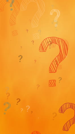 question mark symbol animated pattern on yellow background with copy space. loop motion graphic. vertical video.