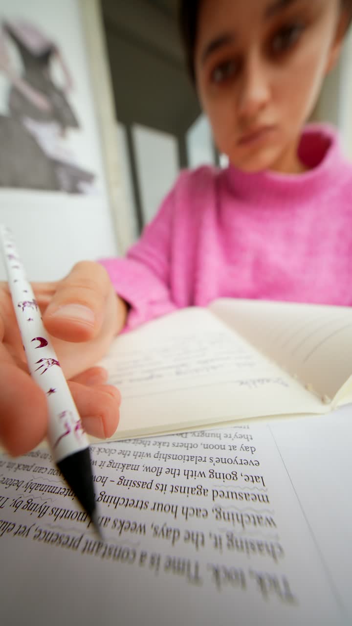 Studente concentrato che prende appunti su un quaderno con una penna