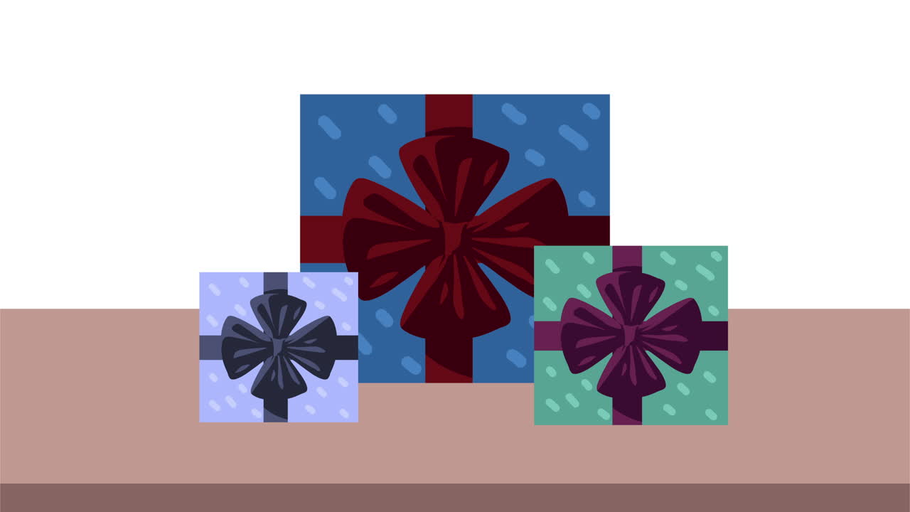 테이블 위 에 세 개 의 포장 된 선물