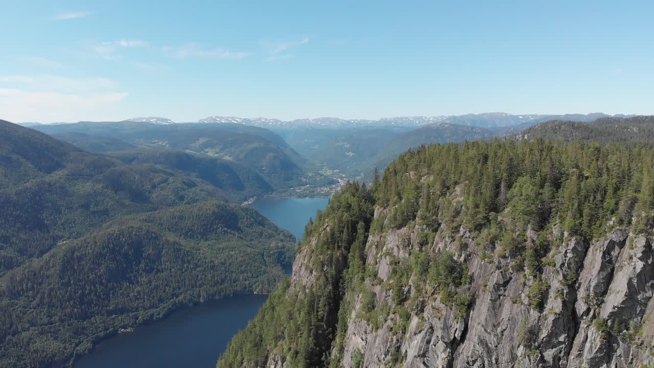 increíble paisaje de las tierras altas de noruega, lago bandak y canal de telemark, revelación aérea