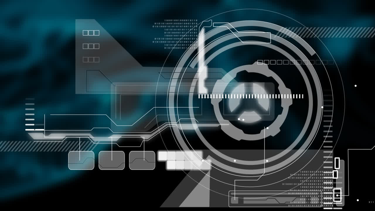 Animations of digital interface over dark background