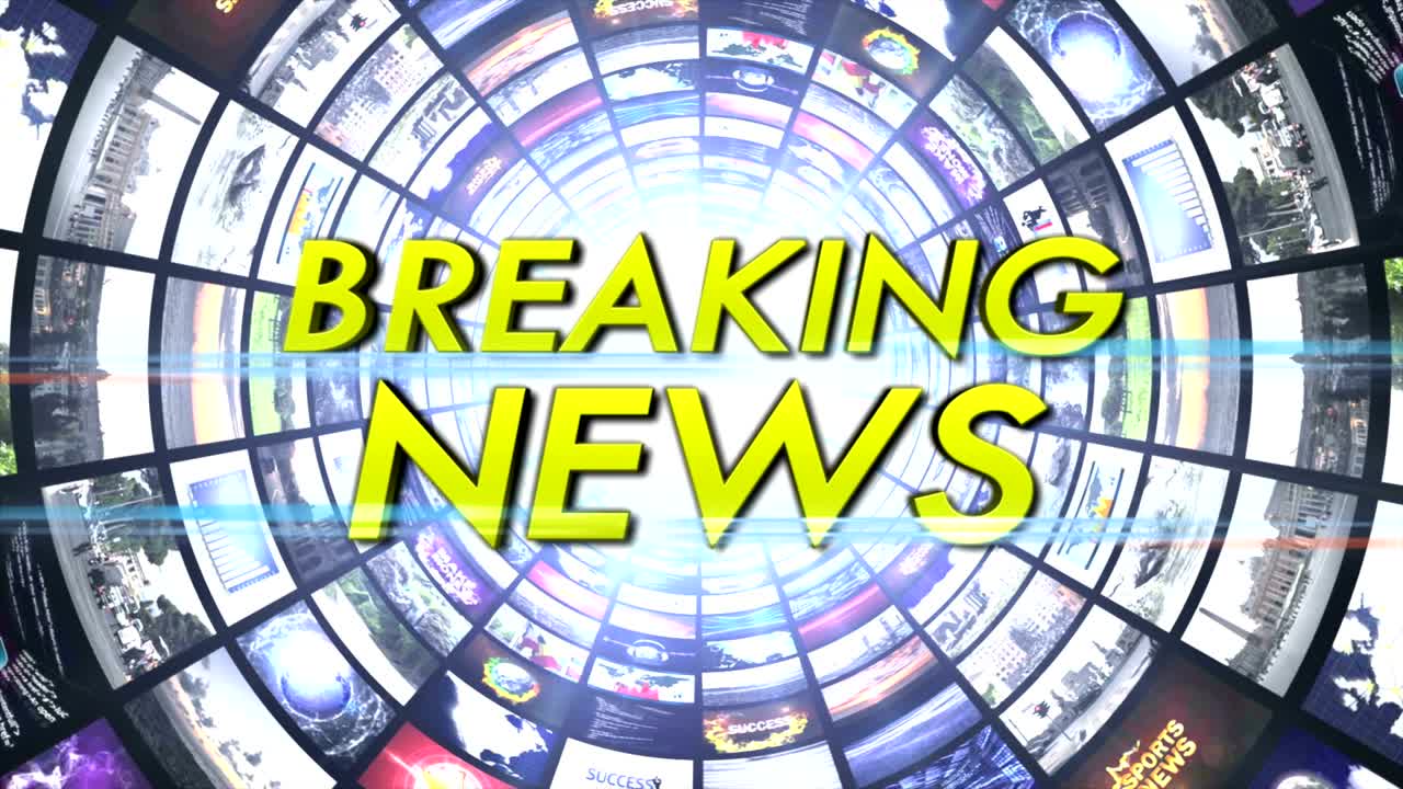 브레이킹 뉴스 텍스트 애니메이션 및 모니터 터널