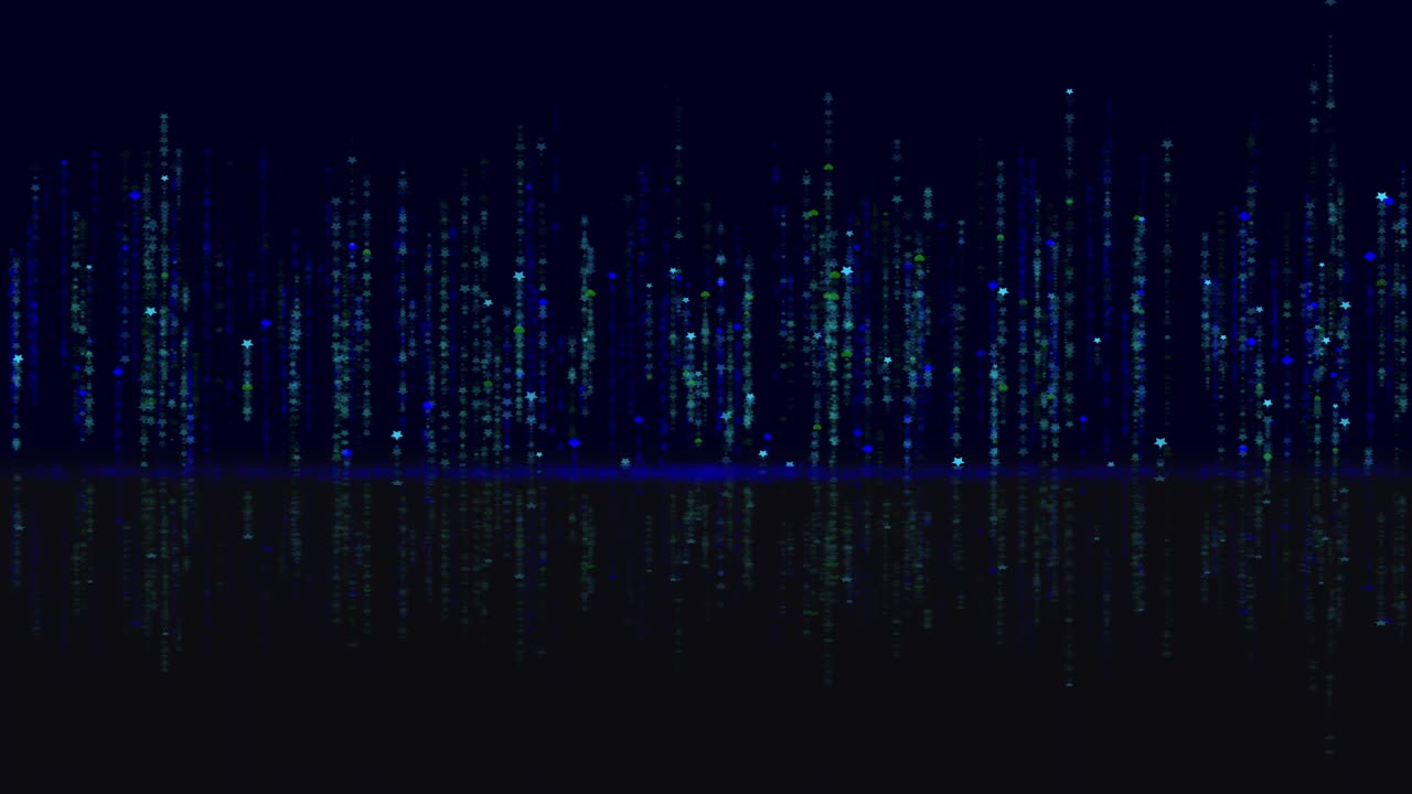 Abstracts background, Blue neon technology background. Abstract application code moving in a cyberspace. Data flow texture. Script running on a screen. HUD concept. Bright beams falling down. Seamless loop.