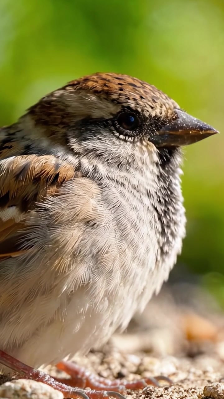 Incontro ravvicinato con un affascinante passero: uno sguardo intimo alla bellezza e ai dettagli delle meraviglie aviarie della natura.