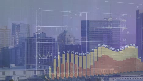 Animation-of-financial-data-processing-over-cityscape