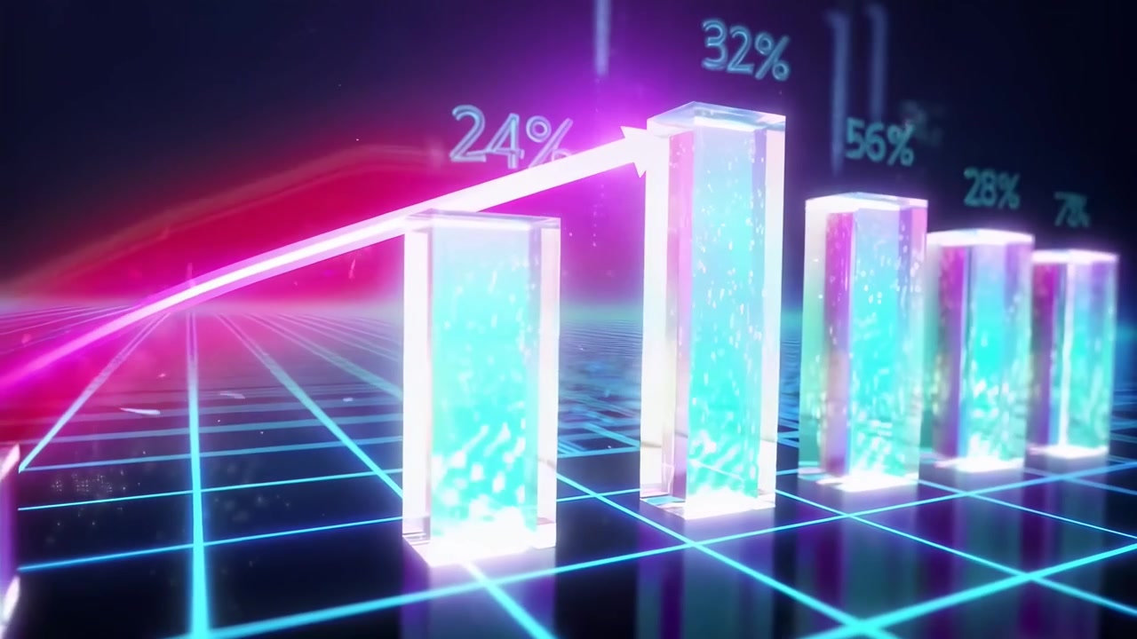사업 성장과 발전을 보여주는 추상적인 3D 막대 차트