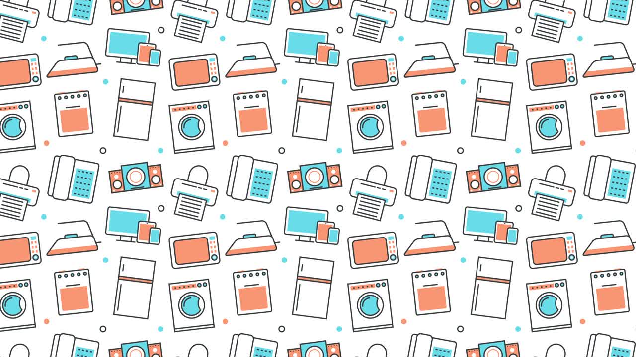 modern seamless texture background of flat home appliances icons