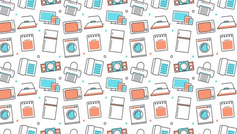 fondo de textura sin costuras moderna de los iconos de los electrodomésticos planos