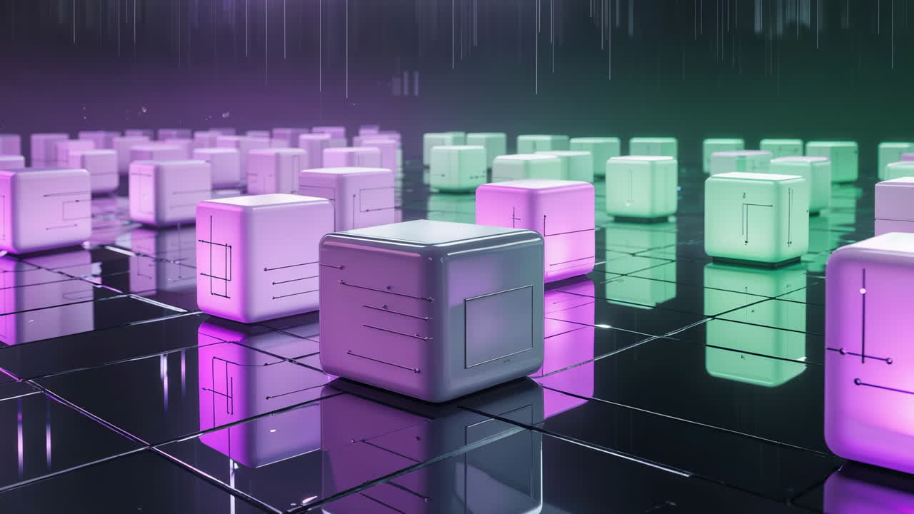 Abstract Digital Network with Connected Cubes