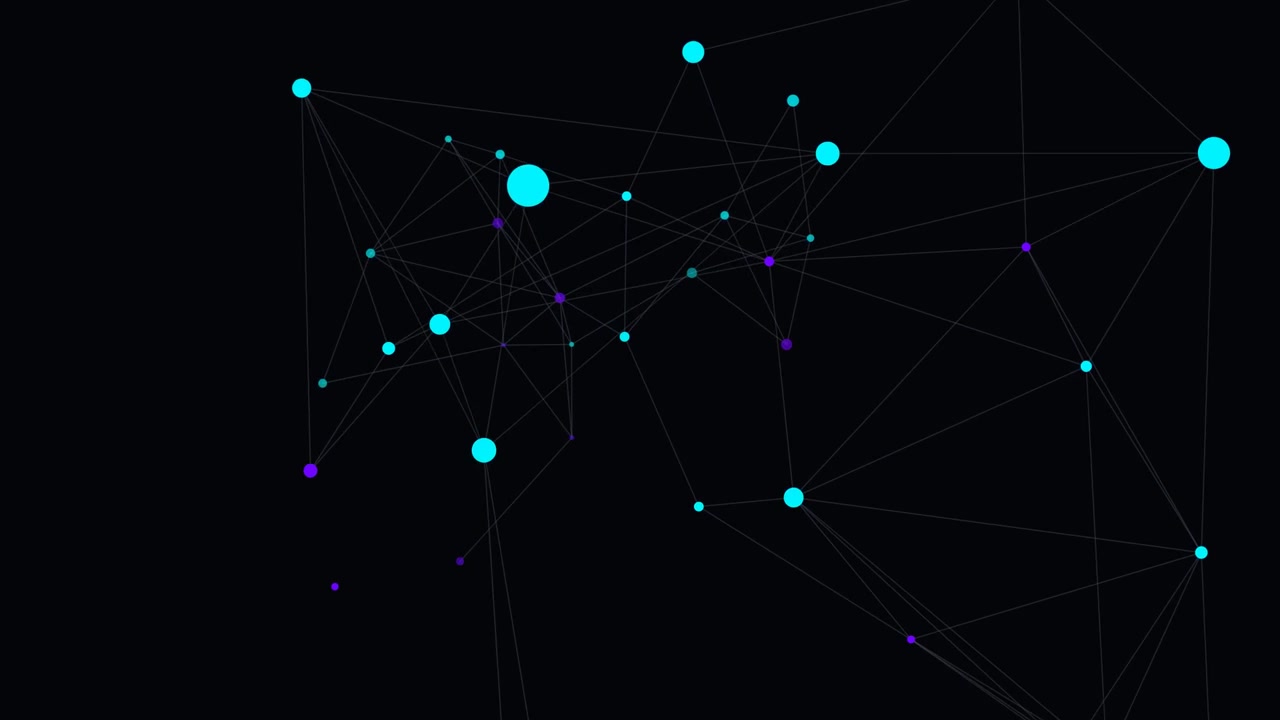 Abstract Network Connection Animation with Glowing Nodes