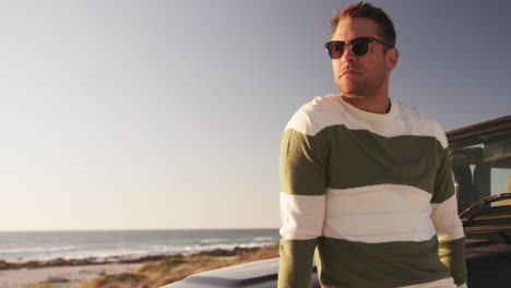 man enjoying free time on road trip