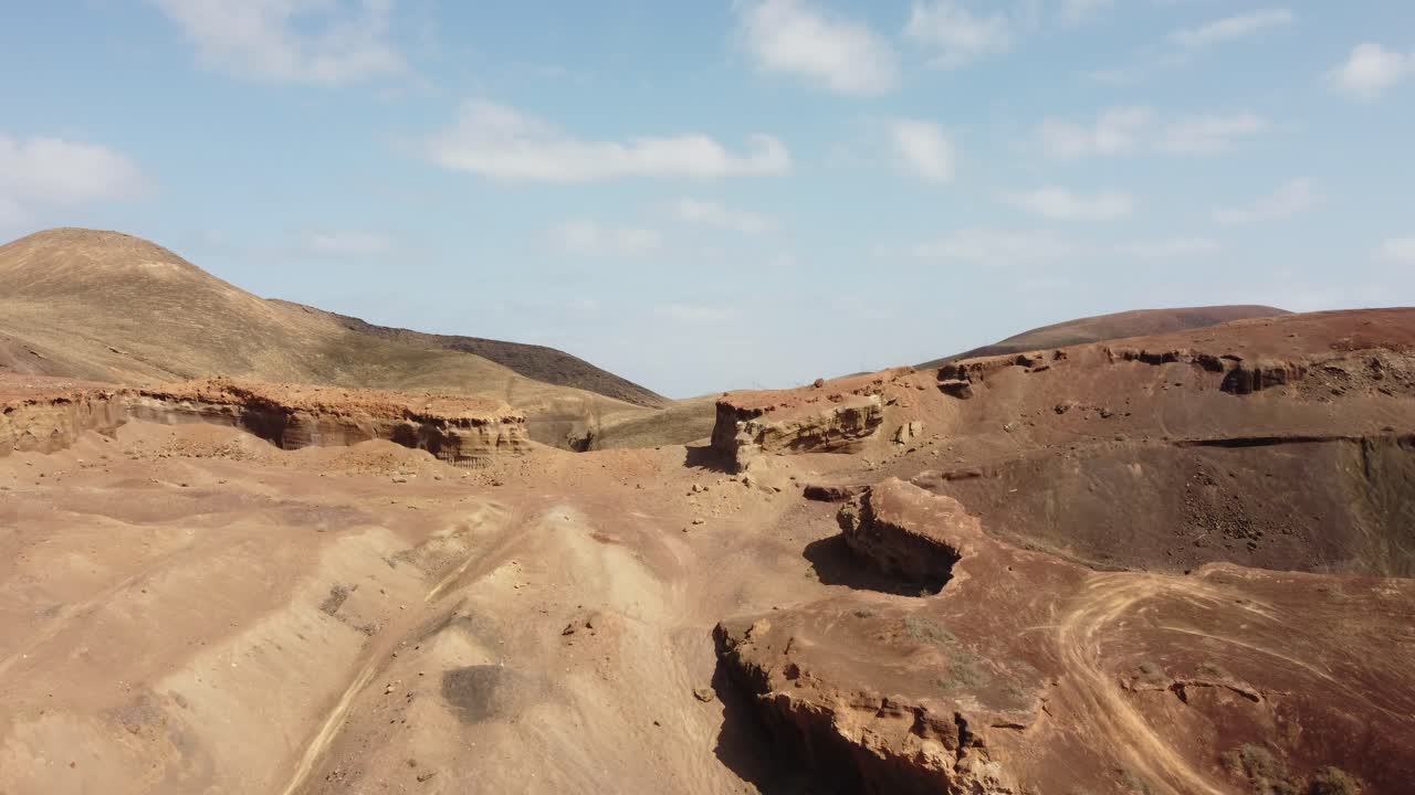Paesaggio desertico arido con colline e formazioni rocciose