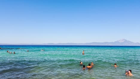 clean blue flag beaches of halkidiki peninsula, greece