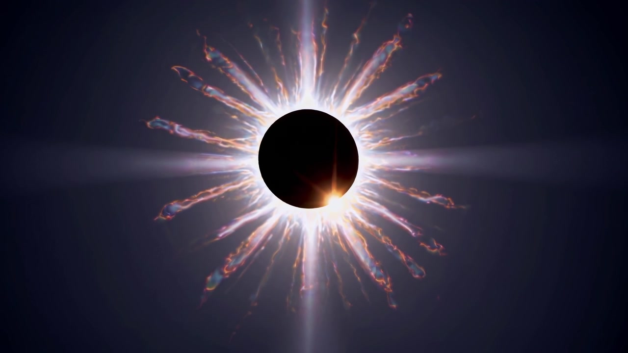 Abstract Animation of a Solar Eclipse with Radiant Light Rays