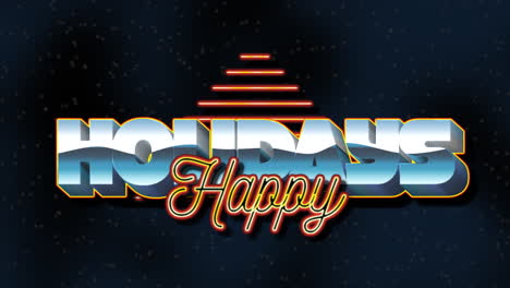 vibrant happy holidays neon sign shines against black background