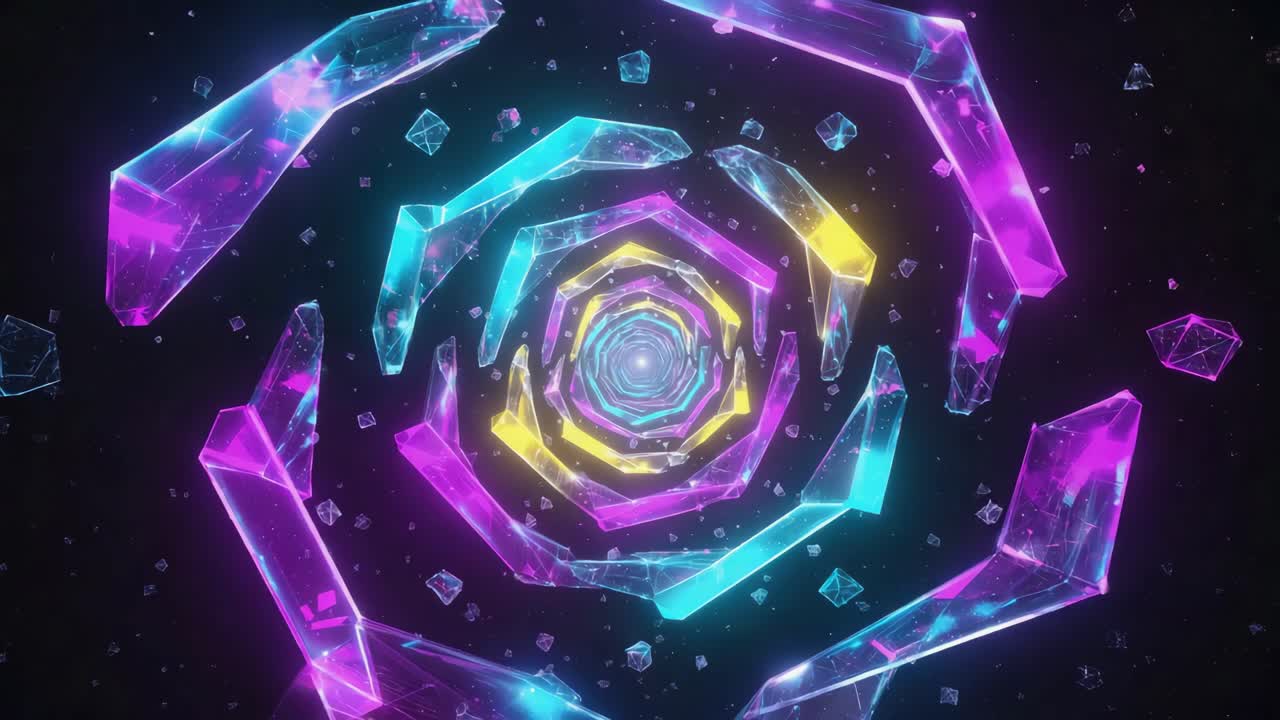 Vibrant Geometric Crystal Tunnel Abstract