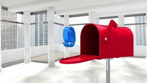 red mailbox in a room
