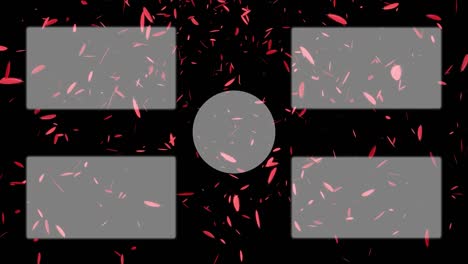 las partículas que caen de las plumas terminan la tarjeta terminan la pantalla gráficos de movimiento