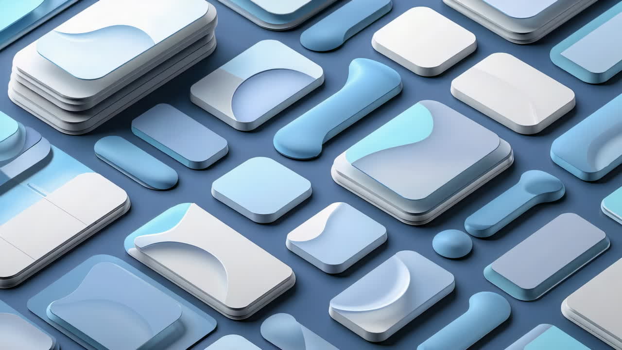 Sfondo Astratto a Motivo con Forme Geometriche Blu e Bianche