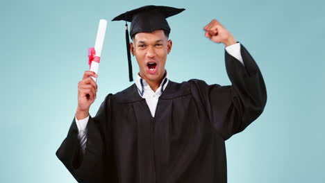 Graduation,-success-and-man-with-fist