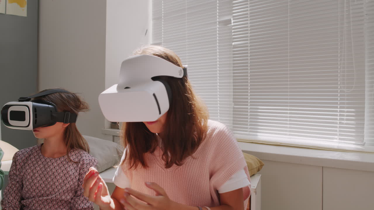 Curious Schoolgirls in VR Headsets