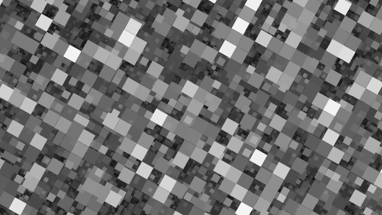 bloques cuadrados en movimiento, animación de la transformación de la superficie de fondo negro a blanco, bloques abstractos de fondo, miles de bloques moviéndose en un cuadrado, formas cuadradas que causan fatiga visual.